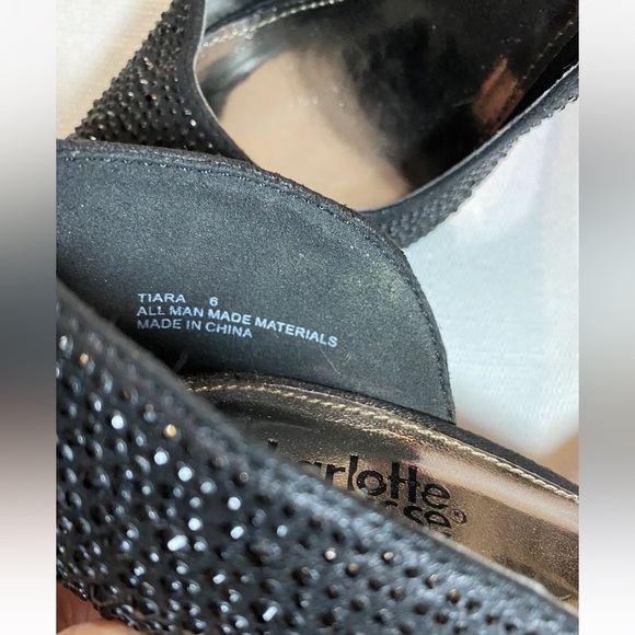Charlotte Russe Tiara Black Stiletto Rhinestone Heels Size 6 EUC - Picture 7 of 8